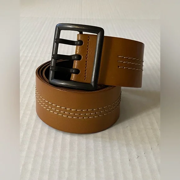 Diesel Threey Vintage Tan Leather Belt Size 34/90 - Picture 2 of 16